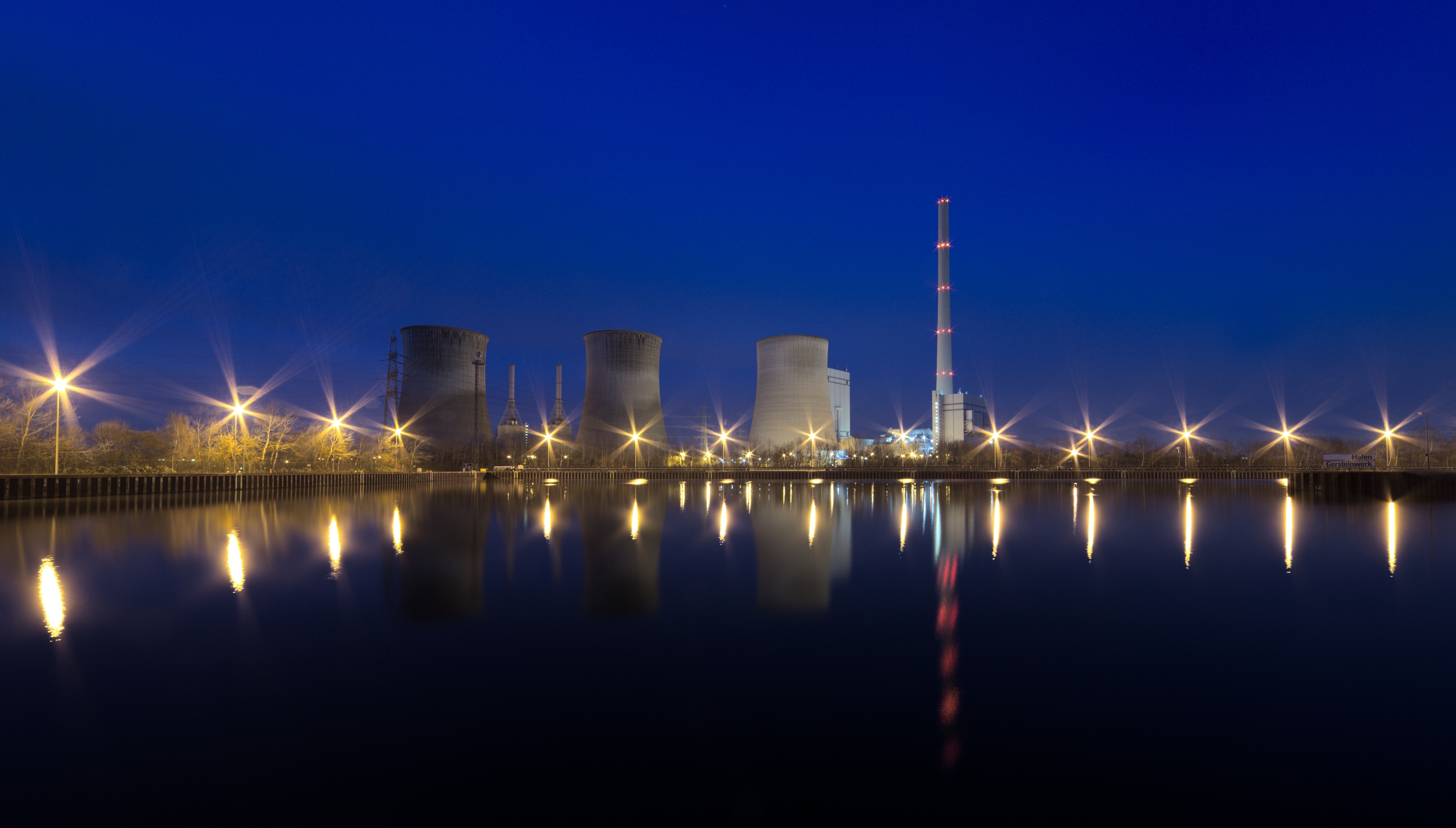 Nuclear Powerplant view at night
